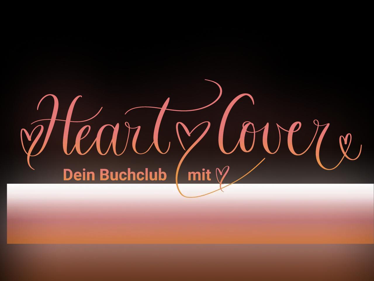 Wörter "Heart Cover" in geschwungener Schrift mit vielen Herzen