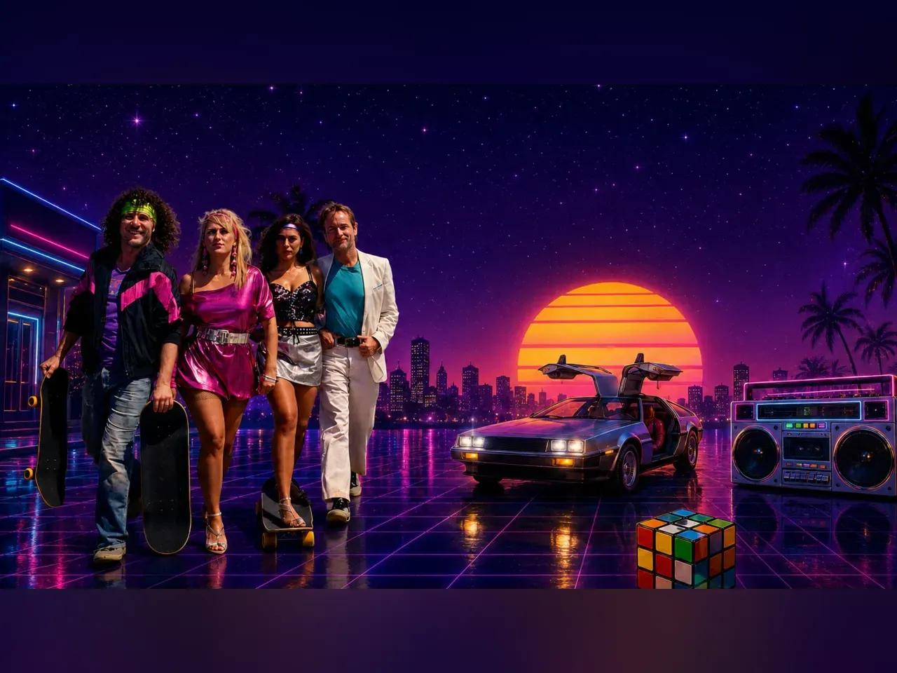 KI-generiertes Bild mit Motiven aus den 80ern
